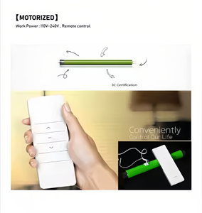 ผ้าม่านติดเพดานไฟฟ้าไร้สายสีฟ้าเงาแบบปรับแต่งได้ตามแนวนอนสีขาวโรมัน - Product Image 3