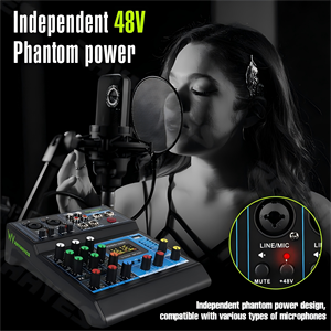 デジタルコンソールDJミキサー用サウンドエフェクト付き48VライブストリーミングゲームUSBオーディオミクサーサウンドカード - Product Image 5