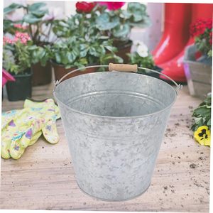 Tùy Chỉnh 5L 10L 15L Thép Mạ Kẽm Xô Hoa Kim Loại Trồng Cho Ngoài Trời Nhà Máy Trang Trí Nội Thất Lò Sưởi Tro Xô Ngâm Màu Xám - Product Image 3