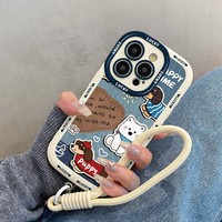 Nouvelle Coque de Téléphone Mobile en TPU Motif Chien de Dessin Animé Créatif Gonflé Luxe Antichoc avec Protection Caméra pour Apple iPhone 16 Pro Max 15 14 13