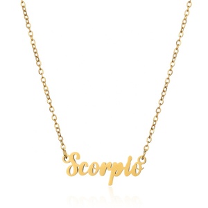 Colliers ras de cou tendance en gros avec pendentif lettre de l'horoscope, bijoux personnalisés en acier inoxydable plaqué or, 12 <span class=keywords><strong>signes</strong></span> <span class=keywords><strong>du</strong></span> <span class=keywords><strong>zodiaque</strong></span> - Product Image 1