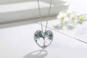925 Sterling Silver Batu Permata <span class=keywords><strong>Spiritual</strong></span> Keluarga Pohon Kehidupan Kalung Liontin - Product Image 2