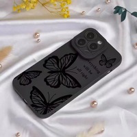 Coque de Téléphone Mobile Anti-Choc en TPU Style Échelle et Lentille avec Imprimé Lettre Papillon Noir pour iPhone Xr Xs 11 12 13 14 15 16 Pro Max