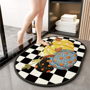 พรมเช็ดเท้ารูปฟักทองลายการ์ตูน รูปวงรี ผ้าลินินเทียม ซึมซับน้ำได้ดี กันลื่น สำหรับห้องน้ำ - Product Image 5