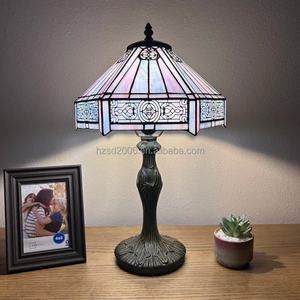 Lámpara Tiffany de Vidrio de 12 Pulgadas con Diseño Europeo, Base Pequeña de Resina, Decoración de Iluminación para Comedor y Dormitorio, Suministro Directo de Fábrica China - Product Image 1