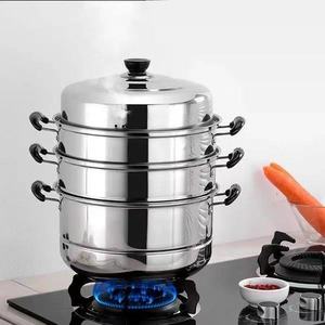 Youhui Stainless Steel <b>Steamer</b> 3 Tier With Lid For Cooking Vegetables And Meat On Stove - Product Image 1