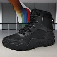 Bottes pour hommes grande taille, au-dessus du genou, tailles 39-47, style militaire, en cuir de vachette et velours Oxford