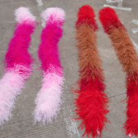 Boa en plumes d'autruche 13 plis, sur mesure, 2 mètres, écharpe en plumes de haute qualité, châle moelleux, décoration de robe de fête DIY, tricolore