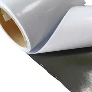 Gulungan stiker vinil PVC putih mengkilap, dapat dilepas hitam dengan perekat kualitas tinggi
