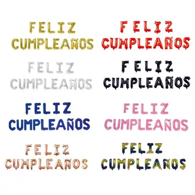 16 इंच गुलाब सोने चांदी स्पेनिश जन्मदिन मुबारक फ़ेलिज़ Cumpleanos पत्र पन्नी गुब्बारा globos डे letras बैनर के लिए पार्टी सजावट