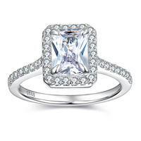 Élégante bague de fiançailles personnalisée en argent sterling 925 plaqué or avec zircon, pour femmes