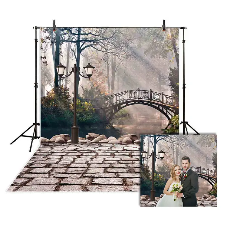 Metal Street Landscape Photographic Backdrop Stand Adjustable Scenery Photo Booth Backdrop For Photography