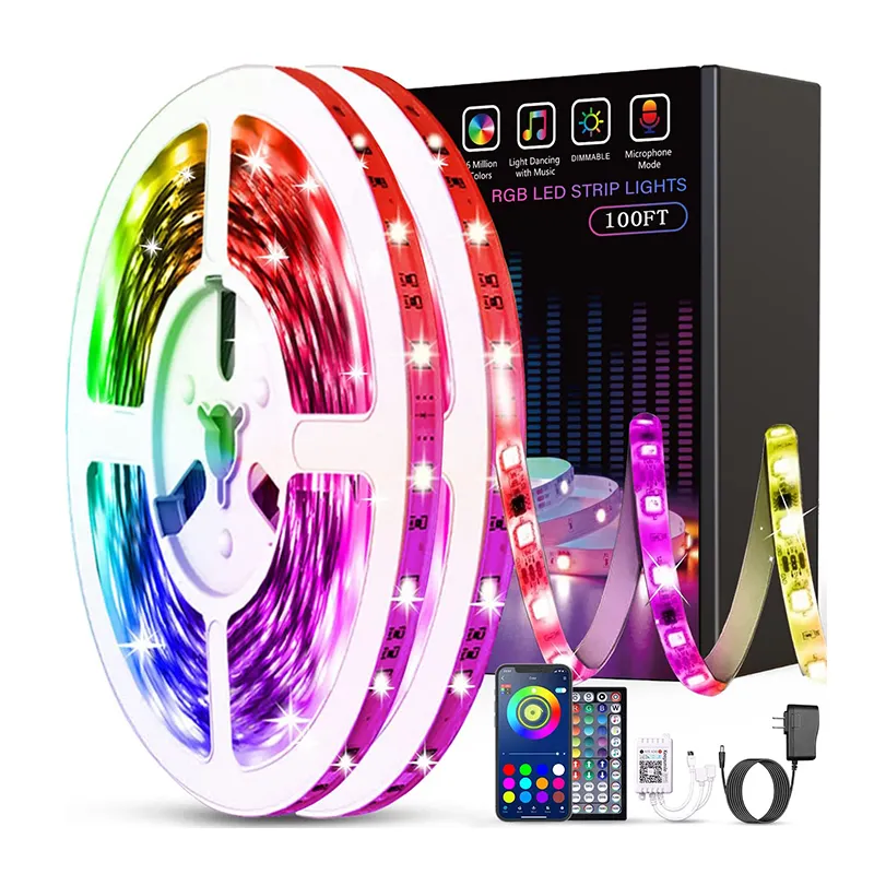 Оптовая продажа Wifi гибкий 12 В 5 м наружная 2835 5050 SMD RGB Водонепроницаемая неоновая светодиодная умная Светодиодная лента/Светодиодная лента