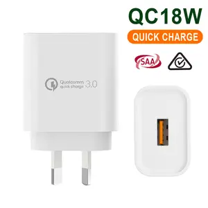 Adaptador de carregamento para viagem, pequeno perfil de 18w qualcomm carregamento rápido 3.0 alta velocidade