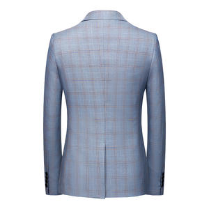 Haute qualité à la mode <span class=keywords><strong>costume</strong></span> hommes jeunesse Banquet décontracté affaires Plaid un bouton <span class=keywords><strong>costume</strong></span> veste mode grande taille <span class=keywords><strong>costume</strong></span> - Product Image 2