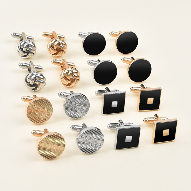 High Quality Wholesale Business Formal Meeting Alloy Gold Silver Square Cuff Links Men Engagement Gift Birthday Christmas