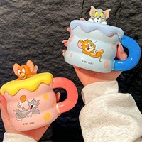 Taza de Cerámica 3D Personalizada con Diseño de Dibujos Animados para Parejas, con Tapa, Resistente al Calor, Capacidad de 320 ml, Regalo de Cumpleaños