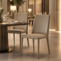 Chaise de salle à manger rembourrée sans accoudoirs, style Parsons, avec pieds coniques, beige, pour salle à manger, restaurant, hôtel