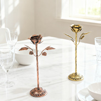 Porte-bougie en fer antique en forme de rose, porte-bougie floral vintage, idéal pour les anniversaires