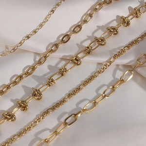 Dreamshow Fashion <strong>Chains</strong> Necklaces Figaro <strong>Chain</strong> &amp; Paper Clip <strong>Chain</strong> Necklace Set 18k Gold Plated <strong>Stainless</strong> <strong>Steel</strong> Necklace - Product Image 4
