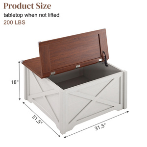 Db Trang Trại Hình Chữ Nhật Gỗ Sồi Bàn Cà Phê Với Lớn Ẩn Lưu Trữ Ngăn Mộc Mạc Cocktail Kim Loại Cho Phòng Khách - Product Image 6