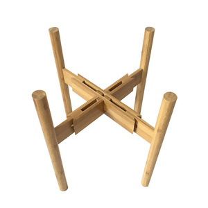 Support de plantes pliable en bois massif, carré, 28x25,5x35,5 cm, marron foncé, pour utilisation sur table de balcon - Product Image 1