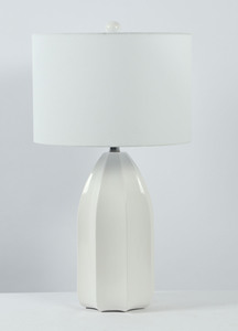 Lampe de table minimaliste blanche côtelée à brancher pour chambre à coucher, lampe de table d'hôtel, lampe de table décorative avec base en céramique - Product Image 5