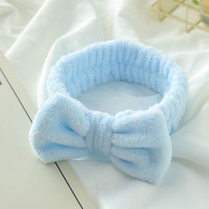 Korean Style Bowknot <b>Headband</b> Women Soft Plush Face Wash Hair Band Candy Color Skincare Spa Makeup Beauty Hair Accessories - Product Image 5