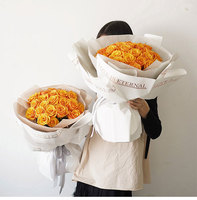 Bouquet de fleurs épaisses avec feuille dorée, papier imperméable pour la saint-valentin, nouvelle collection