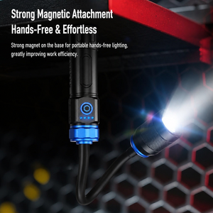 Lampe de travail magnétique multi-angle flexible avec zoom télescopique, torche LED 3 modes d'éclairage, chargement Type-C, conception à batterie détachable - Product Image 3