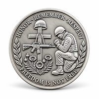 2026 Pièce commémorative de prière « La liberté n'est pas gratuite », en fer plaqué or, avec design en relief 3D et impression UV, cadeau d'hommage et de reconnaissance