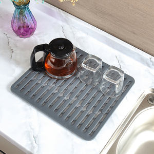 Tapis de protection en silicone pour évier de cuisine, style classique, antidérapant, avec grille de drainage arrière, découpable, accessoire de protection - Product Image 6