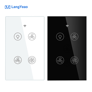 Langyeao Wifi + RF433 BLE chúng tôi Glass Bảng điều chỉnh Alexa Google nhà tuya app điều khiển bằng giọng nói từ xa tường Wifi Cảm ứng thông minh ánh sáng Fan chuyển đổi - Product Image 1