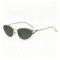 Kacamata Hitam Wanita Vintage Cat Eye Metal 2026 dengan Hiasan Simpul pada Tangkai, Lensa Gradasi, Proteksi UV, Fashion Shades Grosir Logo Kustom