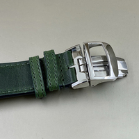 Jam Tangan Mekanik Pria Mewah Vintage Bentuk Persegi Panjang dengan Dial Detik Kecil, Tali Kulit Hijau Tua untuk Acara Formal
