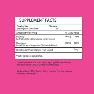 Cápsulas de Glicinato de Magnesio de Marca Privada OEM, Suplemento para el Cuidado de la Salud Muscular con Cápsulas de Vitamina D - Product Image 2