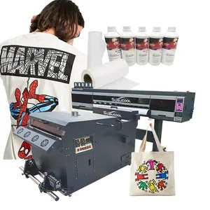 Impresora de tela comercial DTF grande de formato ancho de 60 cm de cabezales duales XP600 de dtf6002S para máquina de impresión de camisetas con agitador de polvo