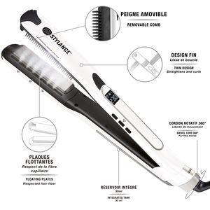 جهاز فرد الشعر MiniSteam بدرجة حرارة قابلة للتعديل من 5 مستويات + شاشة LCD رقمية ، حرارة سيراميك نانو تيتانيوم - Product Image 4