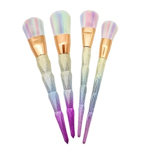 Brocha <span class=keywords><strong>de</strong></span> <span class=keywords><strong>maquillaje</strong></span> para rostro, brocha <span class=keywords><strong>de</strong></span> <span class=keywords><strong>maquillaje</strong></span> con diamantes <span class=keywords><strong>de</strong></span> imitación dorados, sirena básica - Product Image 4