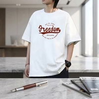 Nouveau T-shirt décontracté pour homme été 2026, 100 % coton 230g, col rond, manches courtes, tricoté, coupe ample, anti-boulochage, imprimé numérique sur le devant