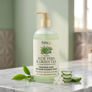 ProduxPro Marca Privada OEM Malasia, Lavado Íntimo Femenino a Base de Aloe Vera y Té Verde, Hipoalergénico, HALAL - Product Image 3
