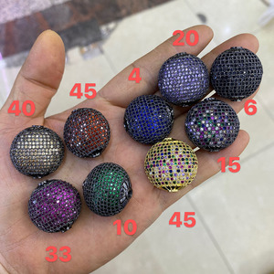 Ouro Prata Rosa Ouro Preto Espaçador Redondo Liso Branco Arco-íris Zircão Pavimentado Cobre Forma Moeda Spacer <span class=keywords><strong>Beads</strong></span> Para Fazer Jóias - Product Image 1