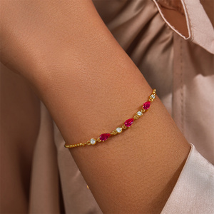 Bracelet CANNER tendance en argent sterling S925, motif losange coloré, goutte d'eau, zircon, œil, fleur, plaqué or 18 carats, pour femme, idéal comme cadeau - Product Image 4