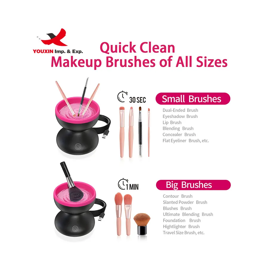Electric Makeup Brush Cleaner Machine Fit For All Size Brushes Automatic Spinner Machine Makeup Brush Beauty Cleaner