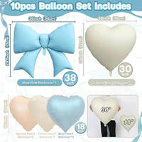 Lot de 10 ballons cœur rose crème avec nœud en aluminium, 18, 30, 38 pouces, pastel, pour décoration de fête prénatale, anniversaire, mariage