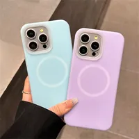 Coque magnétique de luxe effet gelée pour iPhone 15 14 13 12 11 Pro Max Plus, compatible charge sans fil, finition mate, protection intégrale