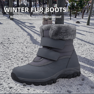 Bottes d'hiver imperméables pour femmes, en PU souple, avec fourrure à l'intérieur et talon épais, pour la randonnée sur neige - Product Image 2