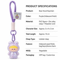 Porte-clés Figurine de Dessin Animé Mignonne, Breloque de Sac en Corde Tressée Kawaii, Pendentif Rond en Acrylique Plastique Imprimé UV Tendance
