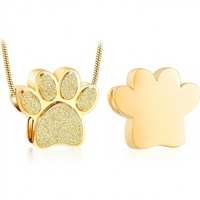 Collier urne funéraire ouvrable en acier inoxydable poli avec empreinte de patte de chien, pendentif pour cendres, bijou commémoratif minimaliste
