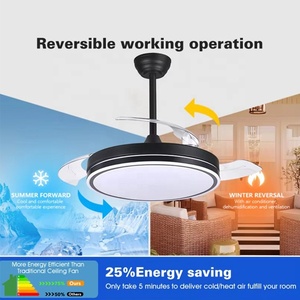 พัดลมเพดาน LED แบบยืดหดได้ ดีไซน์ทันสมัยเรียบง่าย พร้อมรีโมทคอนโทรล ขนาด 42 นิ้ว สำหรับใช้ภายในอาคาร พร้อมไฟส่องสว่าง - Product Image 4